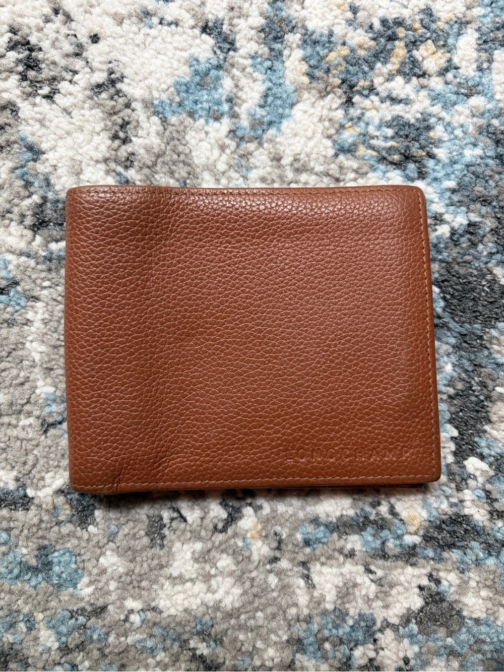 Longchamp Le Foulonné Caramel Pebbled Leather Bi-Fold Wallet